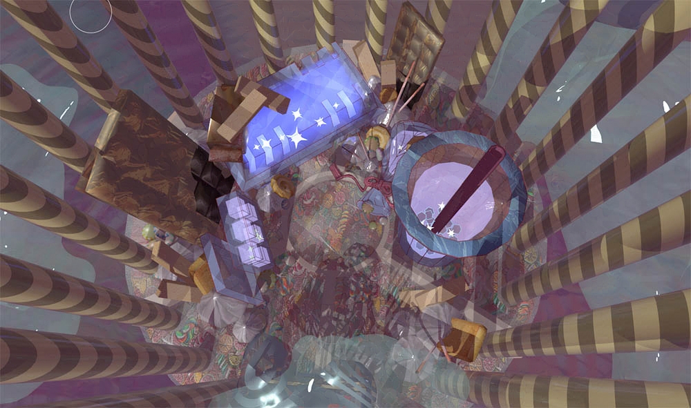 Cage interior, nighttime.